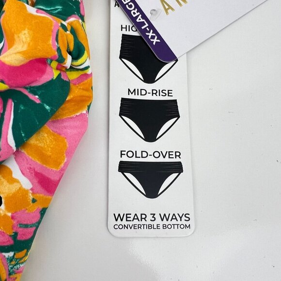 Anne Cole Swimsuit Bikini Two Piece Sunshine Floral Size XXL UPF 50 - Picture 6 of 14